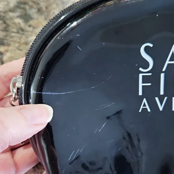Saks Fifth Avenue Glossy Black Makeup Pouch - Picture 7 of 11
